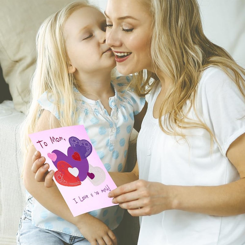 Art Creativity 126+ Pcs Valentine's Day Heart Doilies Card Crafts for Kids - Valentine Day Crafts for Classroom Parties - Valentines Craft Supplies Kits with Heart Doilies and Glitter Foam Stickers - Image 5
